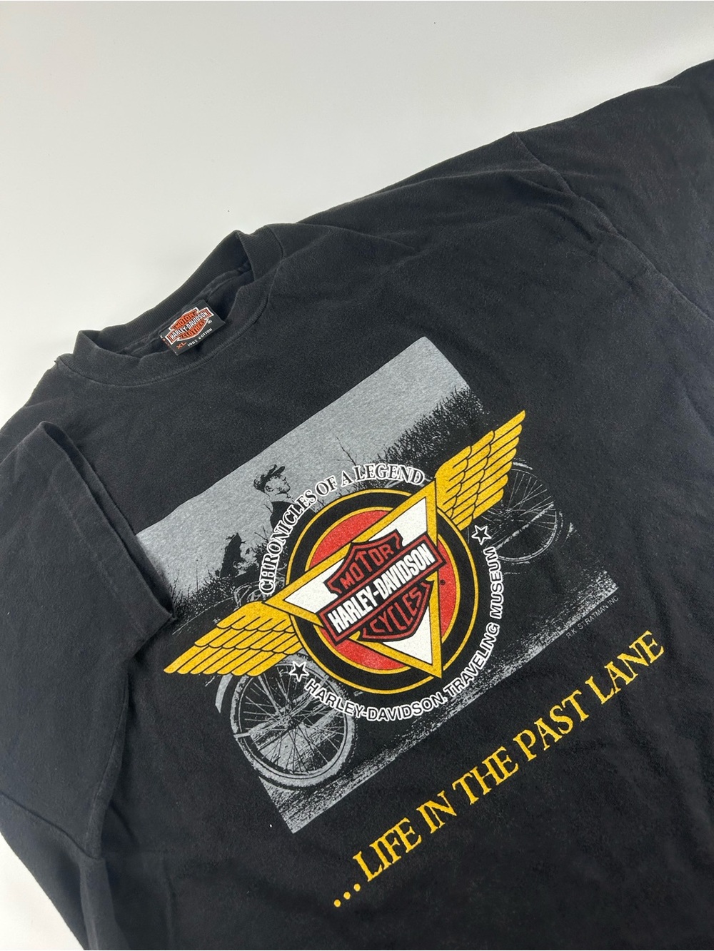 Harley Davidson Men’s SZ XL Black Life In The Past Lane 90s Moto Biker Tee